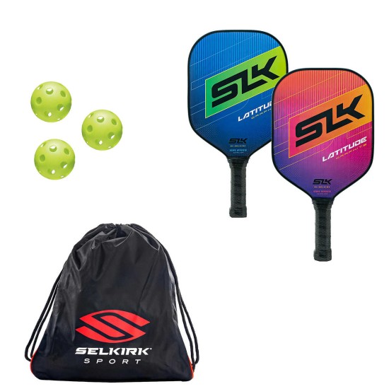  Latitude Pickleball Bundle, 2 Latitude Paddles, 3 Balls, and 1 Bag