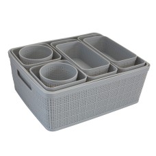 Simplify Organizing Set, 10 pieces, Draw organizer, Basket, Hollow Organizer set – Gray