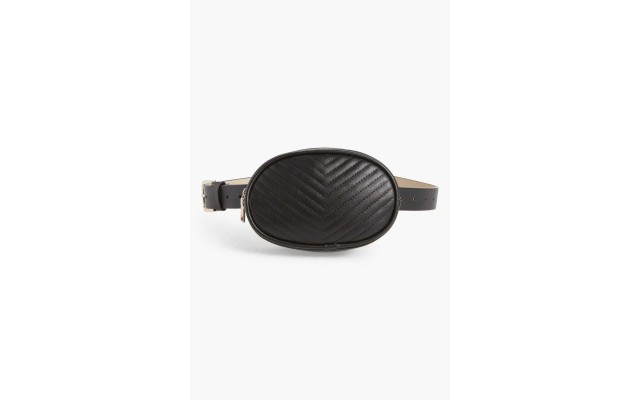  Chevron Quilted Fanny Pack Black/Silver Small