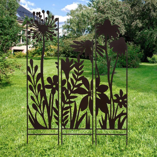  3-panel 100% Steel Construction Garden Mural Stakes, GN19190