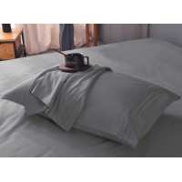 the Season Essentials Wrinkle Free Sheet Sets with Deep Pockets & Stain Resistant, 1800 Thread Count Bamboo Based, Gray, Queen Pillowcases (Set of 2)
