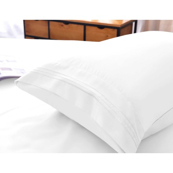  Set of 2 King-Queen Pillowcases for Bamboo Based Sheet Sets, White, King Pillowcases (Set of 2)