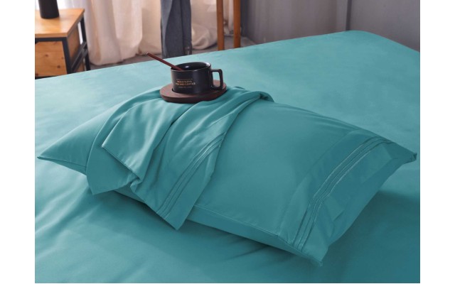 the Season Essentials Wrinkle Free Sheet Sets with Deep Pockets & Stain Resistant, 1800 Thread Count Bamboo Based