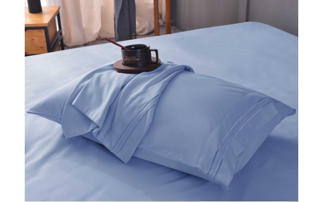 the Season Essentials Wrinkle Free Sheet Sets with Deep Pockets & Stain Resistant, 1800 Thread Count Bamboo Based