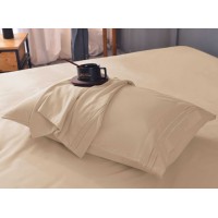 the Season Essentials Wrinkle Free Sheet Sets with Deep Pockets & Stain Resistant, 1800 Thread Count Bamboo Based, Beige, Queen Pillowcases (Set of 2)