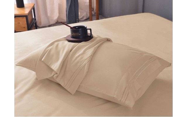 the Season Essentials Wrinkle Free Sheet Sets with Deep Pockets & Stain Resistant, 1800 Thread Count Bamboo Based