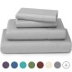  Wrinkle Free Sheet Sets with Deep Pockets & Stain Resistant, 1800 Thread Count Bamboo Based, Silver, Queen Pillowcases (Set of 2)