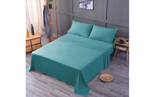  Wrinkle Free Sheet Sets with Deep Pockets & Stain Resistant, 1800 Thread Count Bamboo Based, Teal, Twin XL