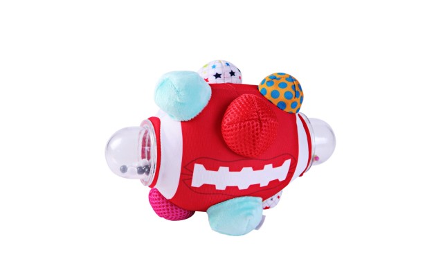  Football Bumpy Ball for Baby Boys & Girls - Newborn to 36 Months Sensory Football Toy - Infant Rattle Football Ball, Red