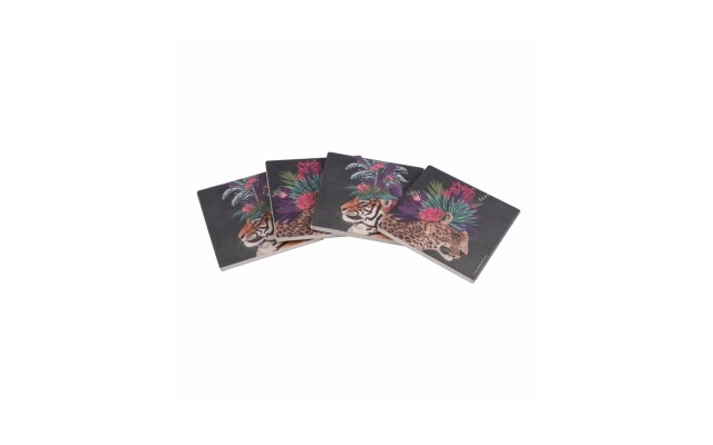  Leopard & Tiger Coasters Set/4
