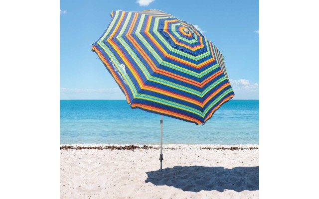  8-ft Beach Umbrella Wind Vent and Patented Sand Anchor, Green