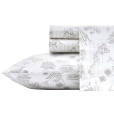 Tommy Bahama Vintage Map Cotton Gray Queen/King Sheet Set