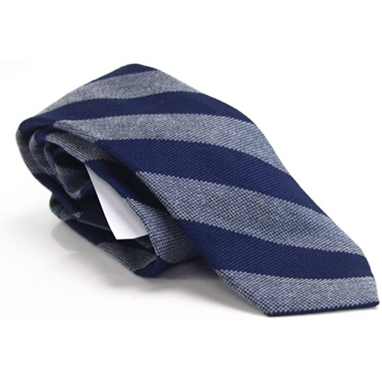  Men’s Basket Woven Striped Neck Tie Silk Accessory, Blue