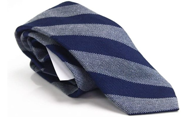  Men’s Basket Woven Striped Neck Tie Silk Accessory, Blue