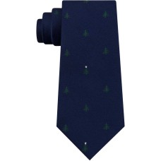 Tommy Hilfiger Men’s Conversational Holiday Tree Slim Silk Tie (Navy)