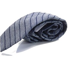 Tommy Hilfiger Men’s Gray Thin Striped Skinny Neck Tie Cotton Blue