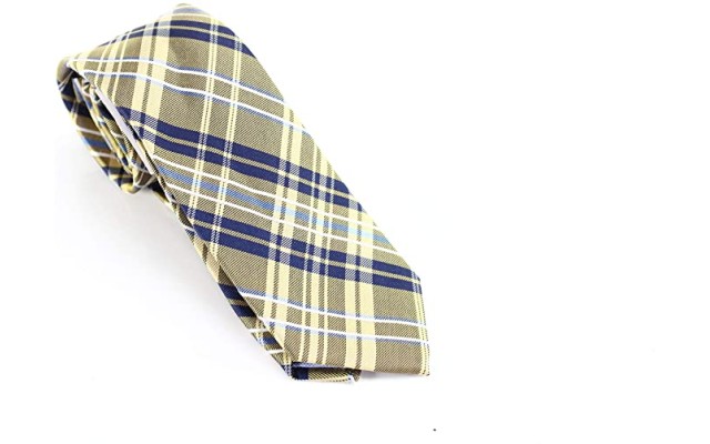 Men’s Plaid Perfection Slim Neck Tie Silk, Yellow