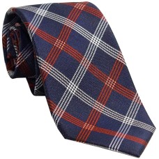 Tommy Hilfiger Men’s Red Neck Tie Silk Windowpane Plaid Classic Blue