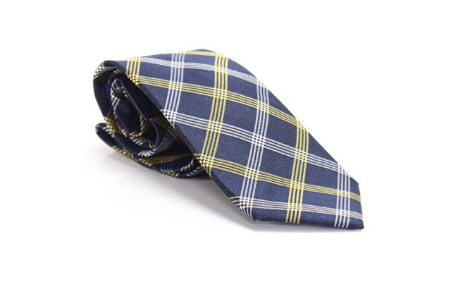  Men’s Windowpane Plaid Classic Neck Tie Silk, Yellow