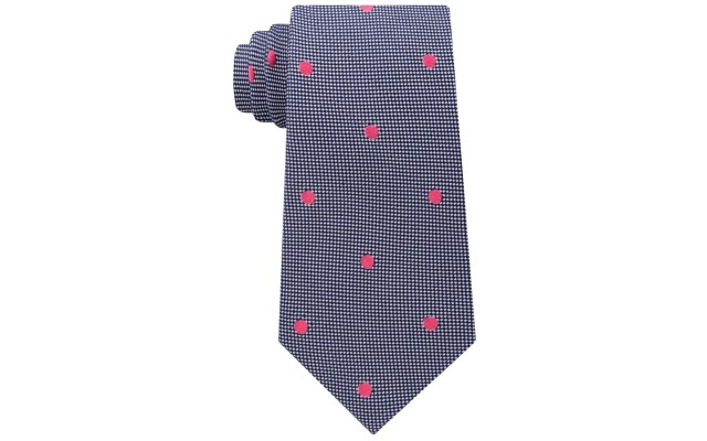 Neck Tie Derby Oxford Dot Silk Mens, Navy Blue