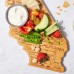  Destination California State Shaped Serving and Cutting Board, Includes Hang Tie for Wall Display