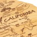  Destination California State Shaped Serving and Cutting Board, Includes Hang Tie for Wall Display