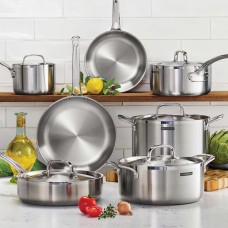 Tramontina 12-piece Tri-Ply Clad Oven-safe up to 500°F Stainless Steel Cookware Set, Silver