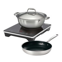 Tramontina Induction Burner with Overheat Protection Cooking System, Stainless Steel 4-Piece