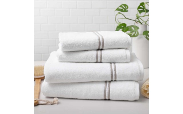  100% Cotton Satin Stripe 4-Piece Bath Set, Beige