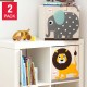  Storage Boxes, Kids Toy Chest, 2 Pack- Storage Trunk for Boys and Girls Room, Elephant and Lion