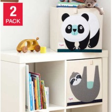 3 Sprouts Storage Boxes, Kids Toy Chest, 2 Pack- Storage Trunk for Boys and Girls Room, Panda And Sloth