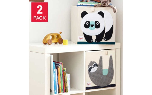  Storage Boxes, Kids Toy Chest, 2 Pack- Storage Trunk for Boys and Girls Room, Panda And Sloth