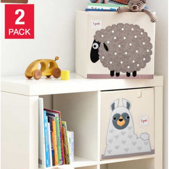  Storage Boxes, Kids Toy Chest, 2 Pack- Storage Trunk for Boys and Girls Room, Sheep and LLama