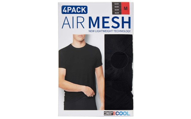  Men's Air Mesh Tee 4-pack, Black, Medium