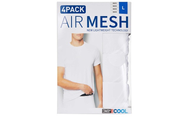  Men's Air Mesh Tee 4-pack, White, Medium