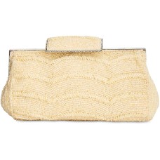 Adrianna Papell Nanette Beaded Small Champagne Silver Clutch Purse