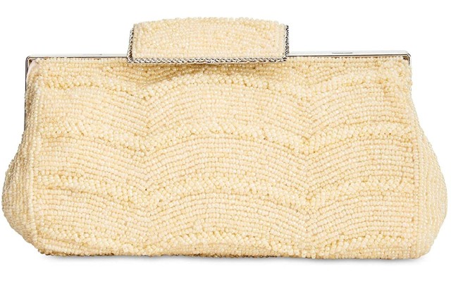  Nanette Beaded Small Champagne Silver Clutch Purse