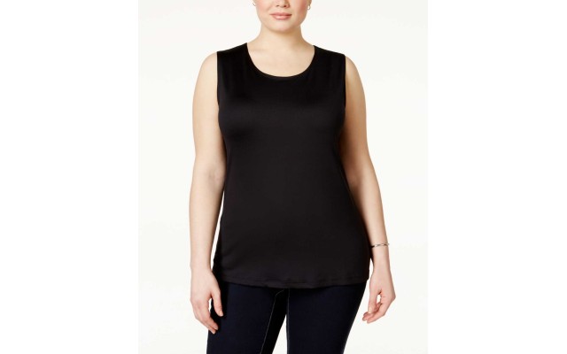  Women’s Plus Size Sleeveless Layering Tank (Black, 2X)
