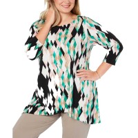 Alfani Women’s Printed High-Low Tunic (Beige/Khaiki, 2X)