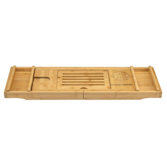  Eco-Friendly Bamboo Construction Bathtub Caddy Multi-Functional Storage Space