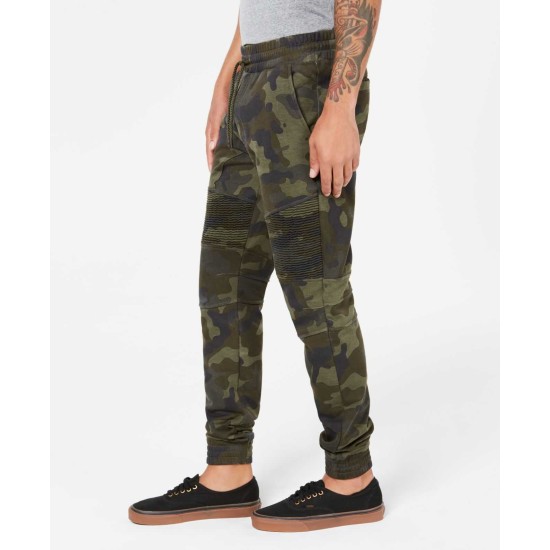  Men’s Fleece Camo Jogger Pants (Green, XL)