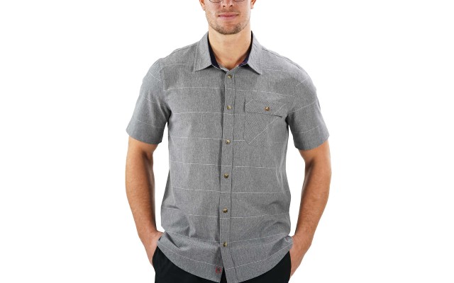  Men's Short Sleeve Woven Shirt, Gray, 3XL