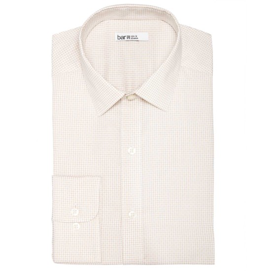  Long Sleeve Button Down Shirt (White/Tan, 15 32-33)
