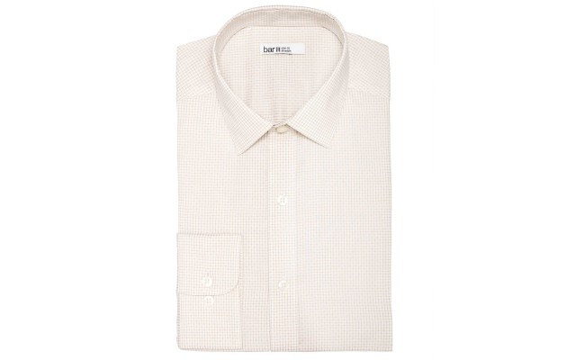  Long Sleeve Button Down Shirt (White/Tan, 15 32-33)