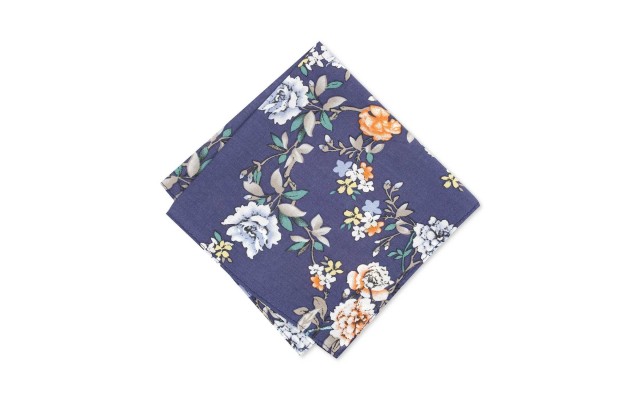  Men’s Ballantine Floral Pocket Square (Navy)