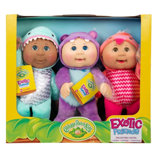  9″ Soft Cuddly Body Exotic Friends Pack of 3 Dolls