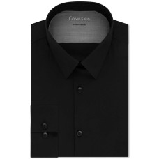Calvin Klein Men’s Dress Shirts Xtreme Slim Fit Solid Thermal Stretch (Black, 16″-16.5″ Neck 34″-35″/Large)