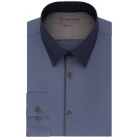 Calvin Klein Men’s Extra-Slim Fit Performance Stretch Temperature-Regulating Colorblocked Dress Shirt (Medium Blue)