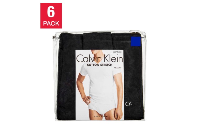  Men's V-Neck Tee, 6-pack, Black, Medium