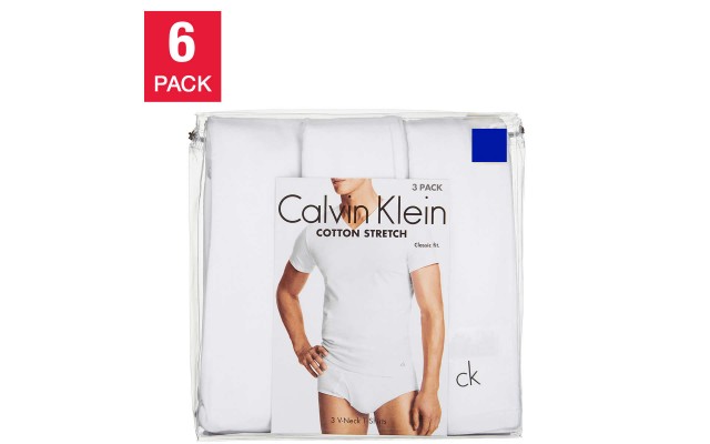  Men's V-Neck Tee, 6-pack, White, Medium
